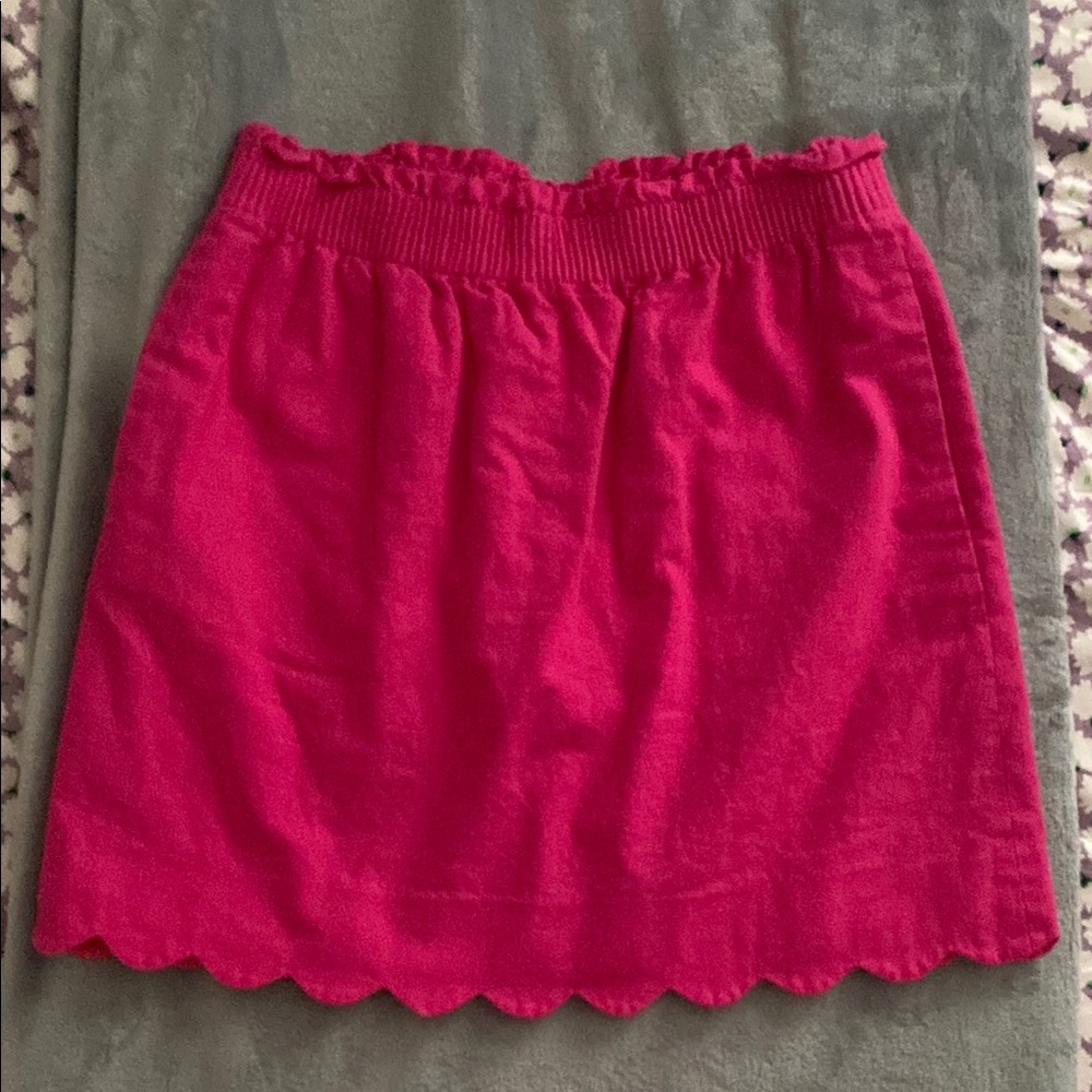 J. Crew Hot Pink Smocked Bubble Mini Skirt